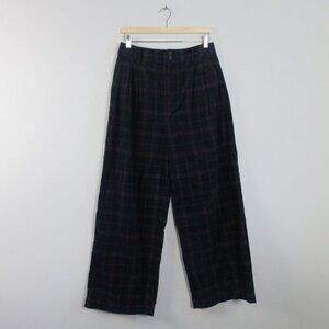 Madewell Women's Super Wide Leg Pants 8 Blue Pleated Corduroy Cotton Preppy 370